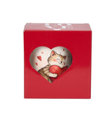 Valentin napi cicás porcelán bögre díszdobozban tetővel fém szűrővel 360 ml