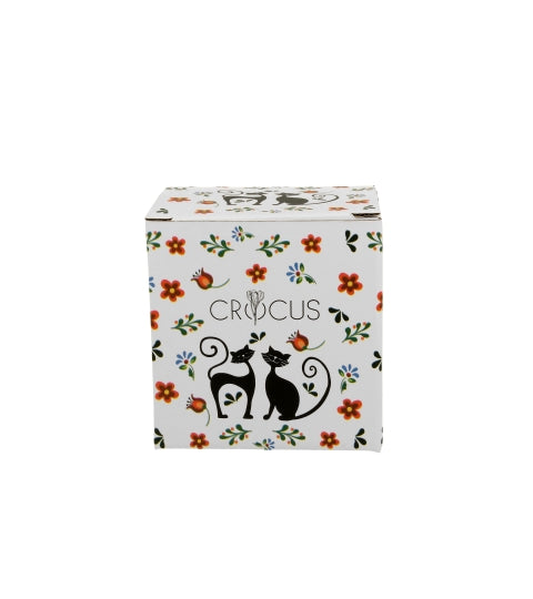 Cicás porcelán bögre tetővel fémszűrővel 430 ml dobozban Ethno Cats