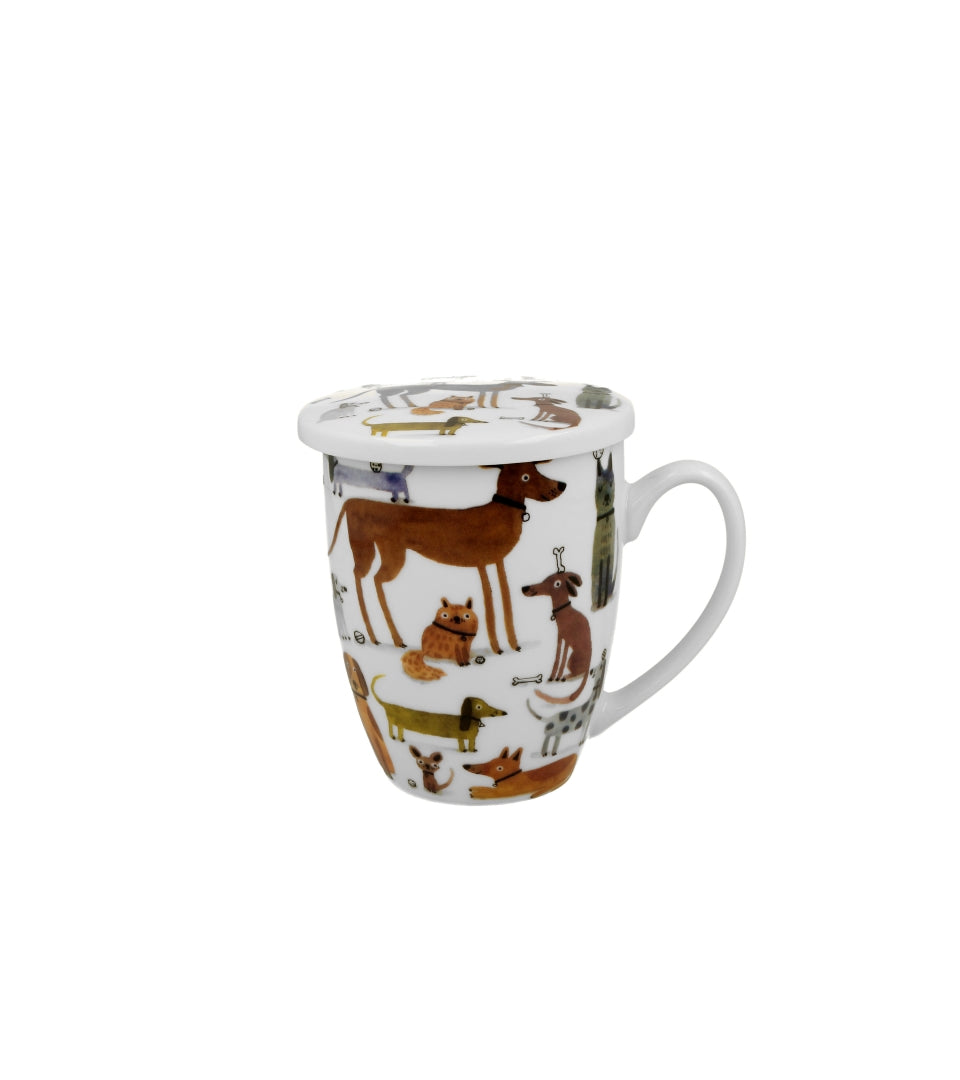 Porcelán kutyás bögre fém szűrővel 360 ml ajándék díszdobozban Various Dogs