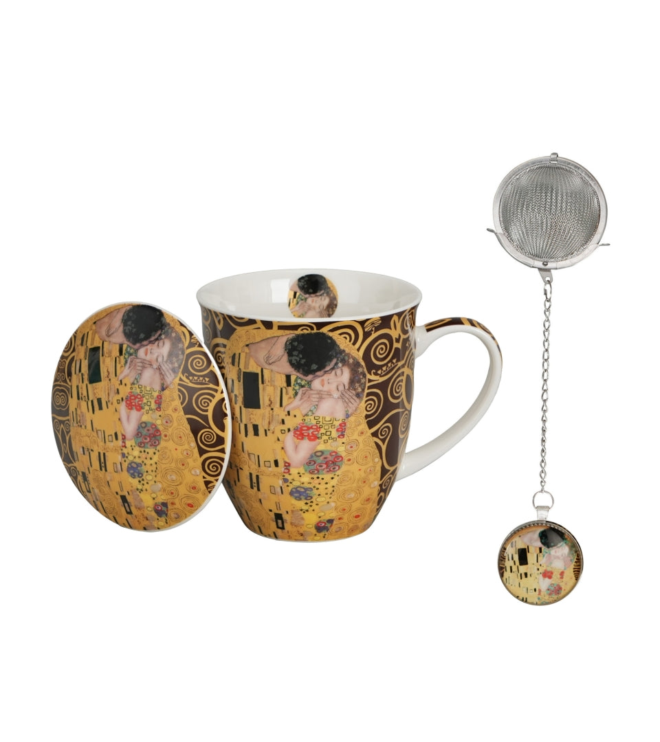 Porcelán szűrős 400 ml bögreKlimt A Csók díszdobozban