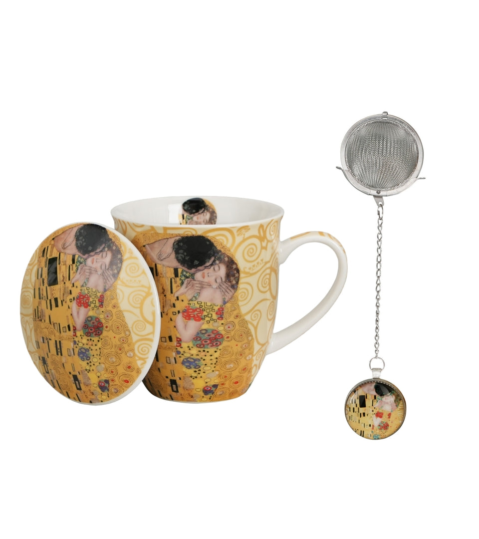 Porcelán szűrős 400 ml bögreKlimt A Csók díszdobozban ECRU
