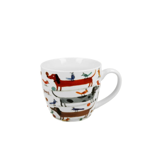Bögre, csésze Kutyás porcelán bögre 460 ml papír díszcsomagolással Long Dogs