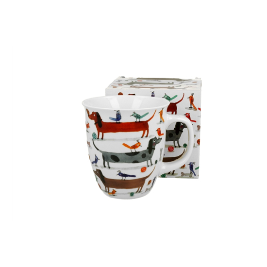 Bögre, csésze Kutyás porcelán bögre 650 ml dobozban Long Dogs