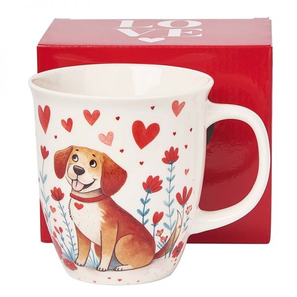 Kutyás porcelán bögre LOVE díszdobozban - nagyméretű - 650 ml