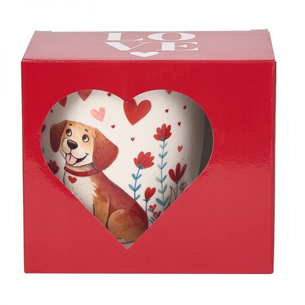 Kutyás porcelán bögre LOVE díszdobozban - nagyméretű - 650 ml