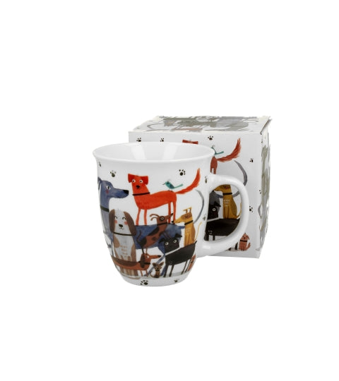 Bögre, csésze Kutyás porcelán nagy bögre 650 ml díszdobozban Dog walk