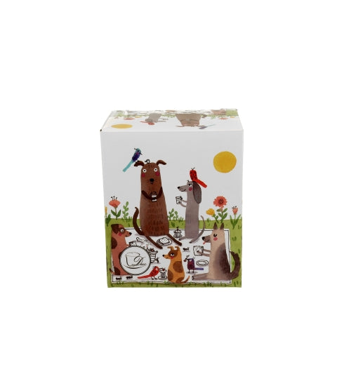 Bögre Kutyás porcelán teás bögre szűrővel díszdobozban Kutyák pikniken