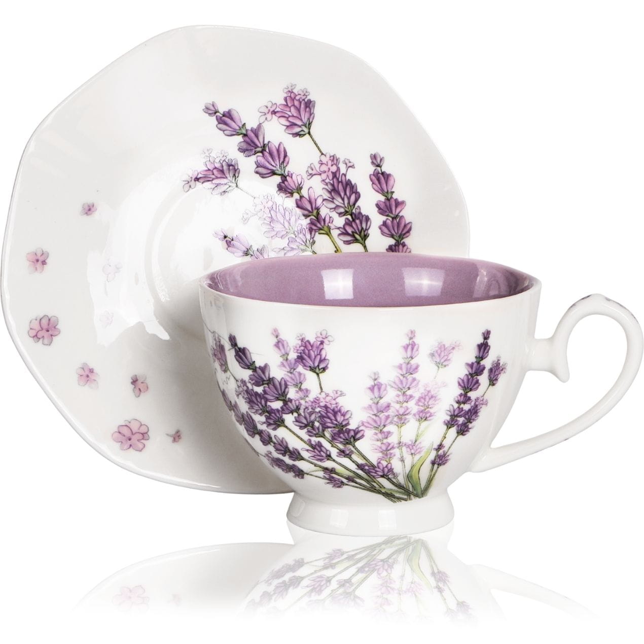 Bögre, csésze Lavender secret porcelán levendula virágos csésze 2 személyes