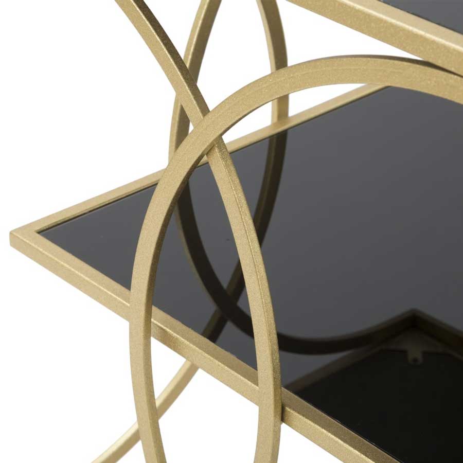 Noir Luxe arany fém lerakóasztal sötét üveggel polcos Modern lerakóasztal Mauro Ferretti