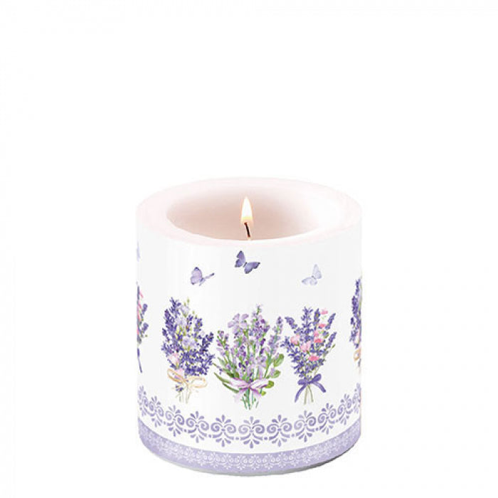 Levendula virágos átvilágítós gyertya kicsi Lovely lavender white