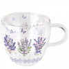 Levendulás duplafalú boroszilikát üveg csésze Lovely lavender white