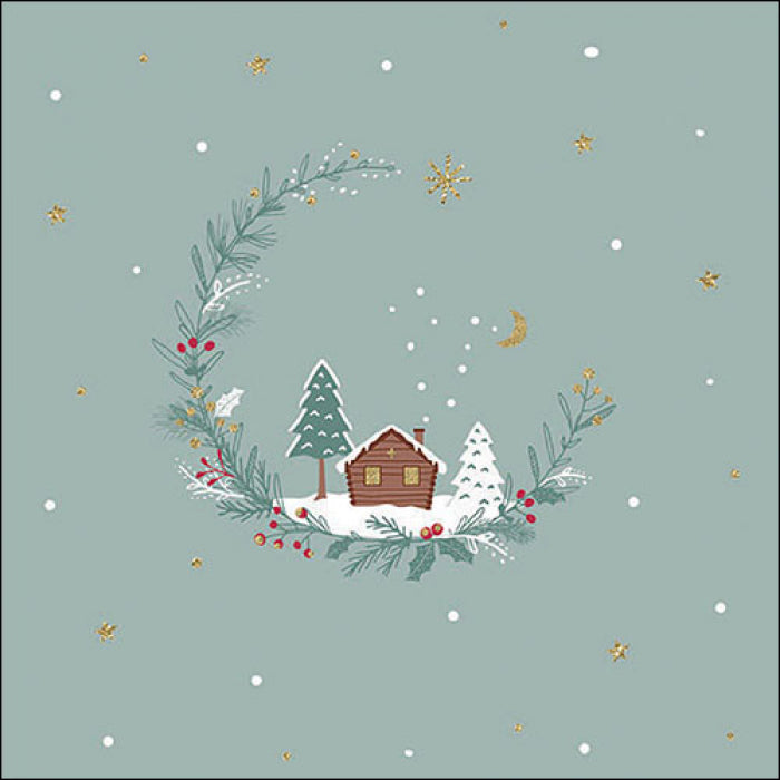 Szalvéta Little wood cabin karácsonyi három rétegű papírszalvéta 33x33 cm