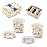 Porcelán eszpresszó pohár alátéttel 90 ml díszdobozban két személyes szett lovas mintával Cheval