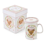 Porcelán bögre tetővel 380 ml maci koszorúban Sweet Bear díszdobozban