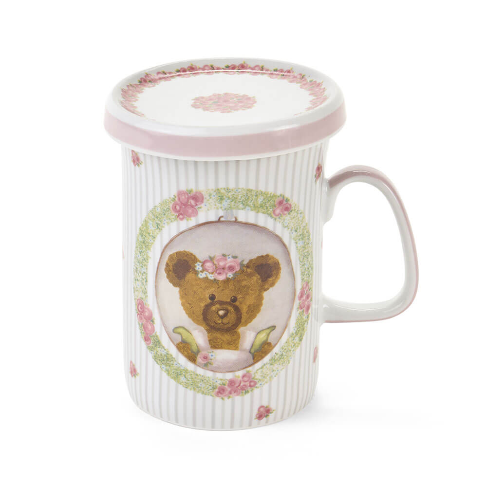 Porcelán bögre tetővel 380 ml maci koszorúban Sweet Bear díszdobozban