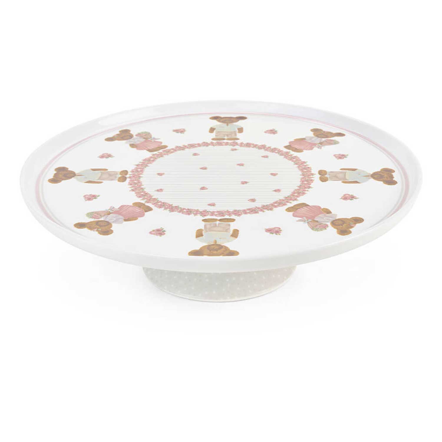 Porcelán talpas tortatál 32 cm macis Sweet Bear díszdobozban