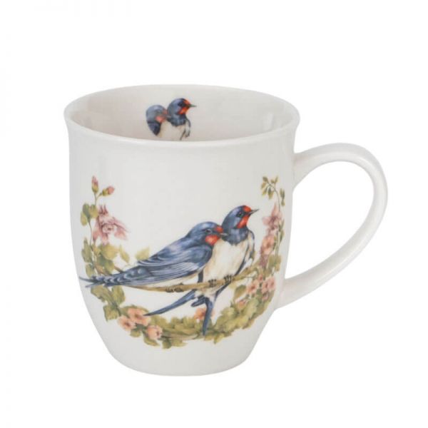 Madaras porcelán bögre - 400 ml - fecskék