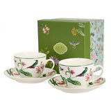 Madaras porcelán csésze aljjal – 270 ml – 2 személyes készlet díszdobozban