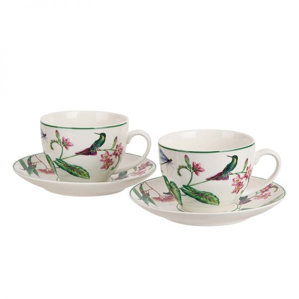 Madaras porcelán csésze aljjal – 270 ml – 2 személyes készlet díszdobozban