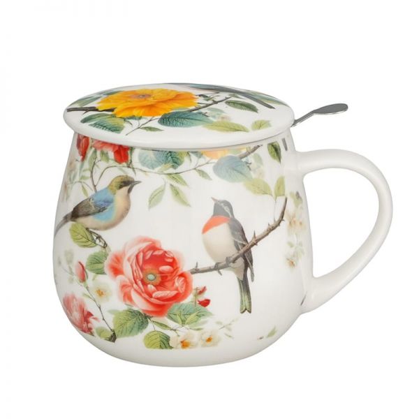 Madaras porcelán öblös bögre fémszűrővel – 430 ml