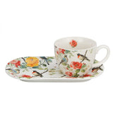 Madaras porcelán reggeliző szett tálcával – 450 ml