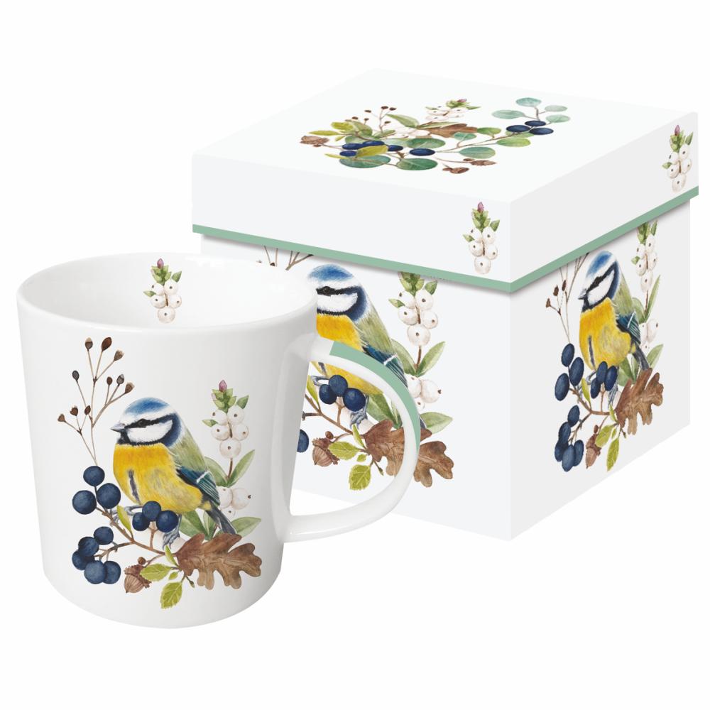 Bögre Madárkás karácsonyi porcelán bögre díszdobozban Oiseau en Nature