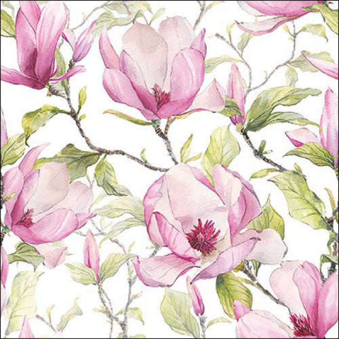 Szalvéta Magnólia virágos papírszalvéta 33x33 cm Blooming magnolia