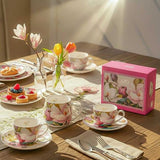 Magnólia virágos porcelán espresso kávéscsésze aljjal 110 ml – 2 személyes – díszdobozos