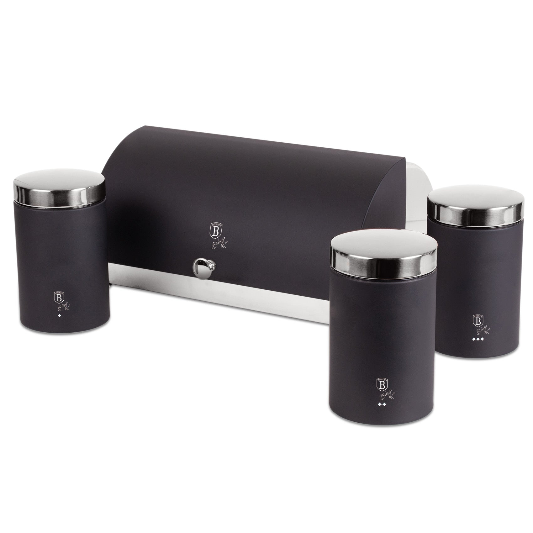 Matt fekete fém kenyértartó 3 részes fémdoboz tároló szettel Berlinger Haus Matte Black