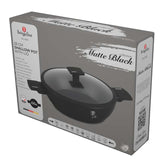 Matt fekete indukciós tapadásmentes alacsony lábas fedővel 3,8 L Berlinger Haus Matte Black
