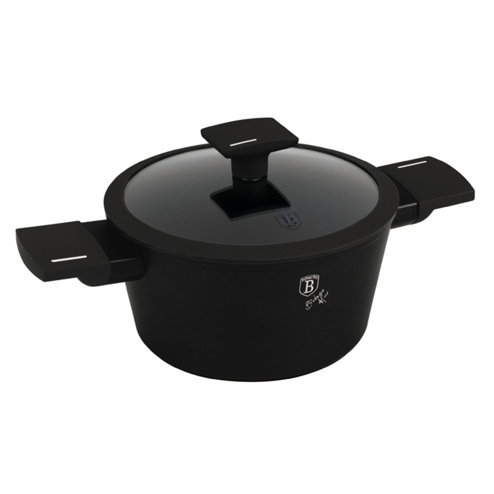 Matt fekete indukciós tapadásmentes lábas fedővel 2,5 L Berlinger Haus Matte Black