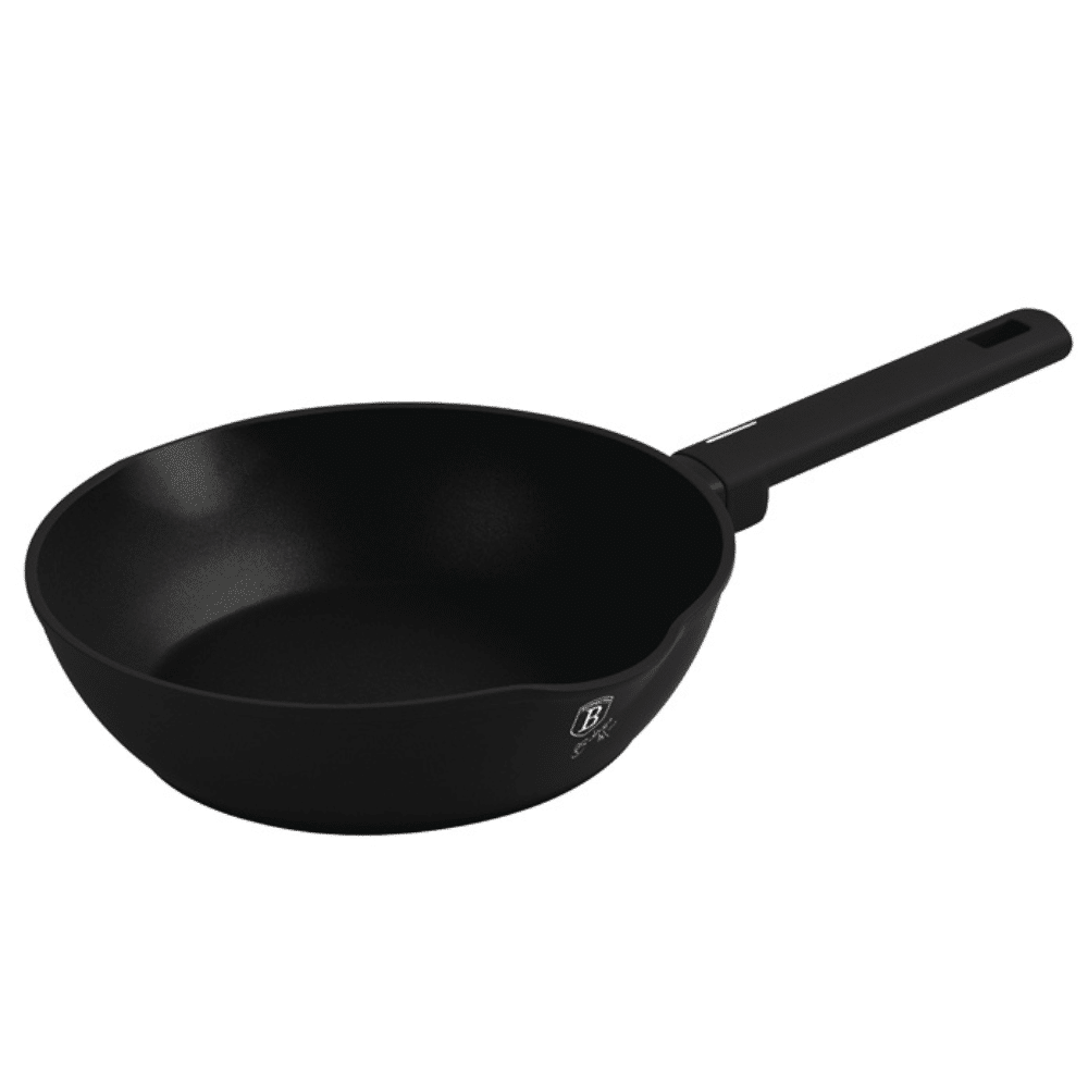 Matt fekete indukciós tapadásmentes mély serpenyő dupla kiöntő csőrrel 24 cm Berlinger Haus Matte Black