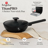 Matt fekete indukciós tapadásmentes mély serpenyő fedővel 24 cm Berlinger Haus Matte Black