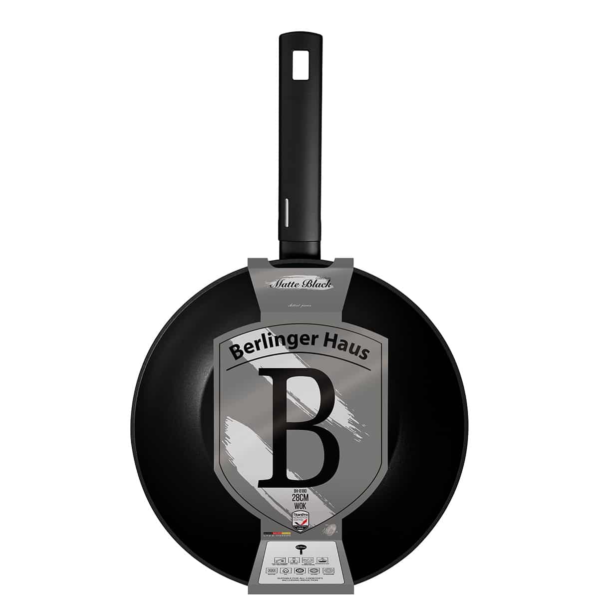 Matt fekete indukciós tapadásmentes Wok serpenyő 28 cm Berlinger Haus Matte Black