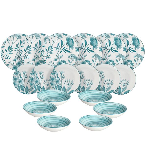 Tognana 18 részes virág mintás porcelán étkészlet Coralie Teal