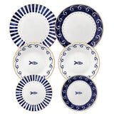 Tognana mediterrán 18 részes porcelán étkészlet szardinia hal mnitás