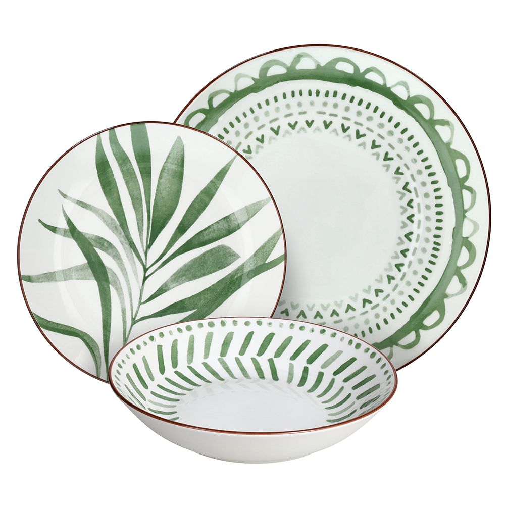 Tognana 18 részes porcelán étkészlet trópusi leél mintás