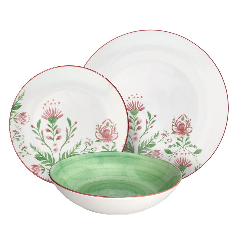 Tognana 18 részes virág mintás színes porcelán étkészlet Lolita