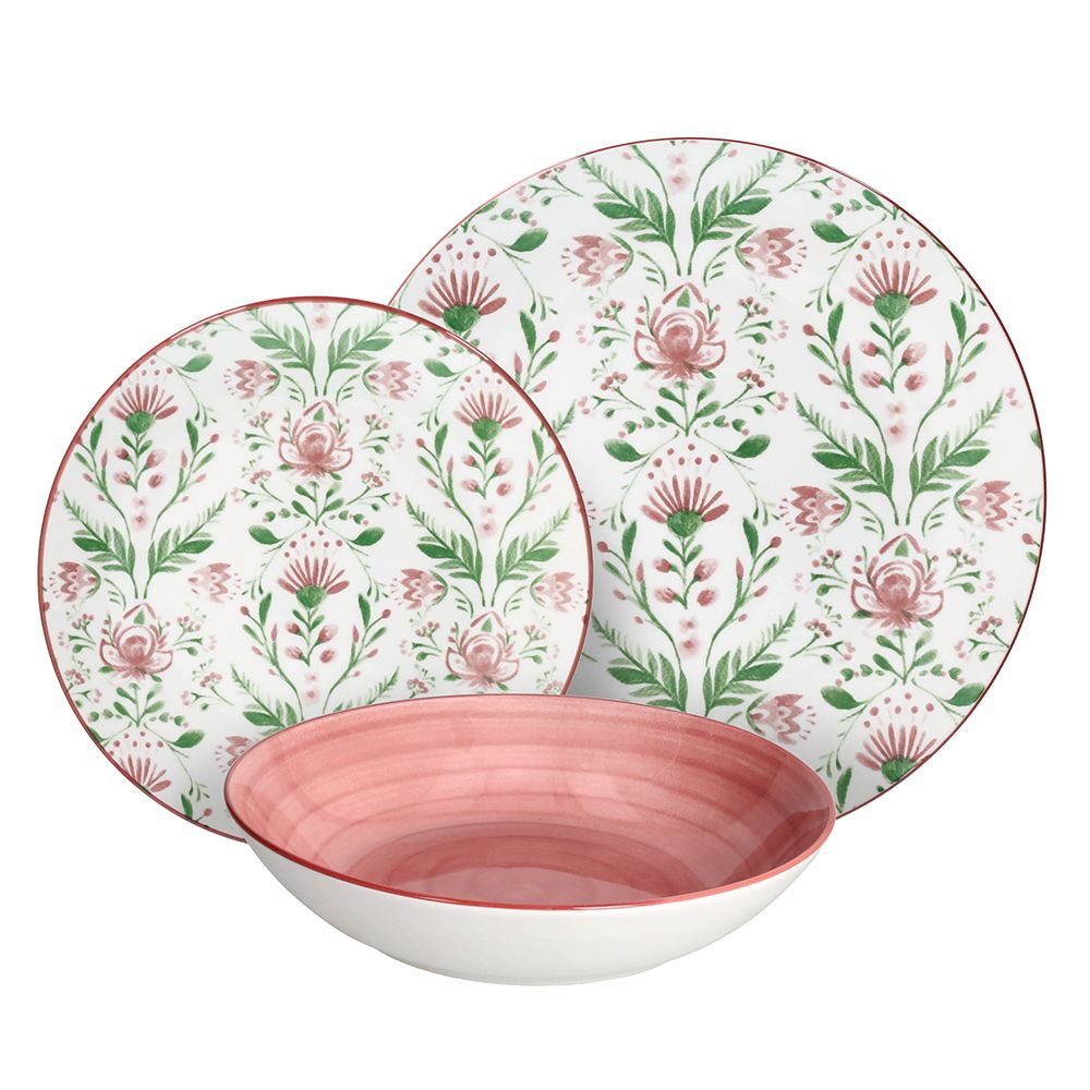 Tognana 18 részes virág mintás színes porcelán étkészlet Lolita