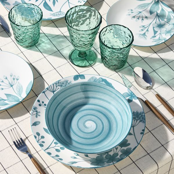 Tognana 18 részes virág mintás porcelán étkészlet Coralie Teal