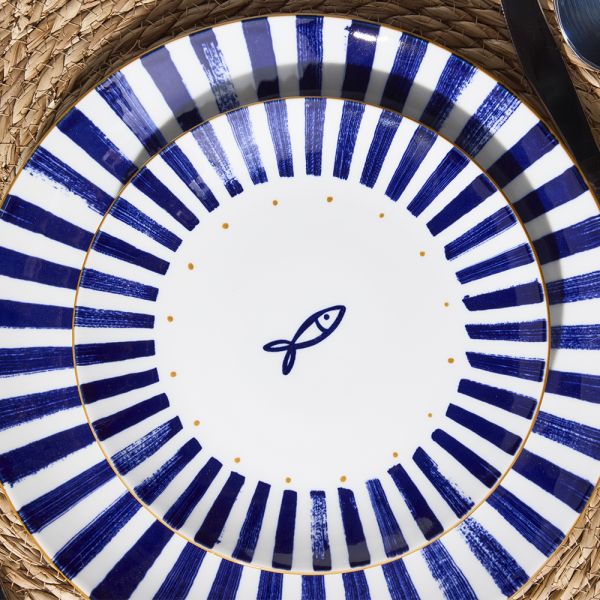 Tognana mediterrán 18 részes porcelán étkészlet szardinia hal mnitás