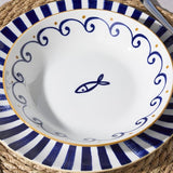 Tognana mediterrán 18 részes porcelán étkészlet szardinia hal mnitás