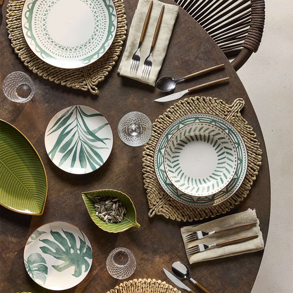 Tognana 18 részes porcelán étkészlet trópusi leél mintás