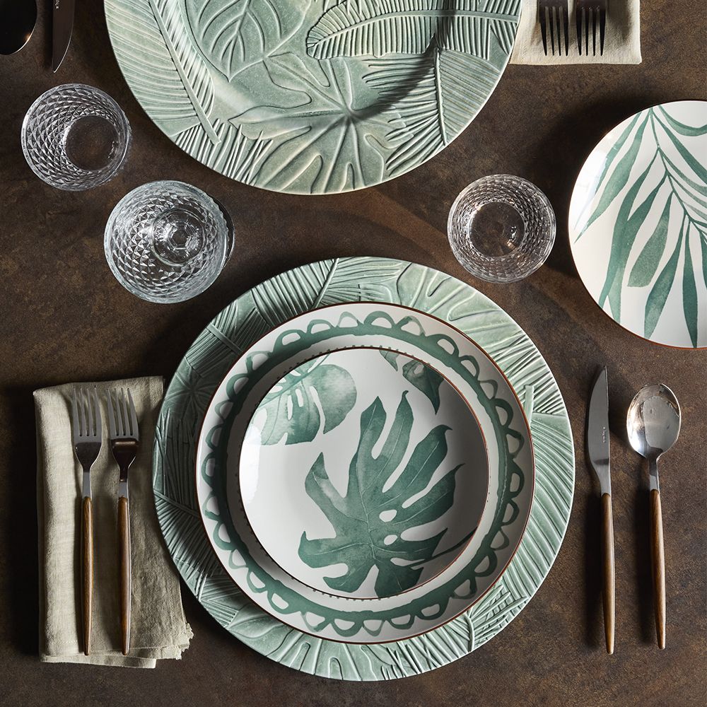 Tognana 18 részes porcelán étkészlet trópusi leél mintás