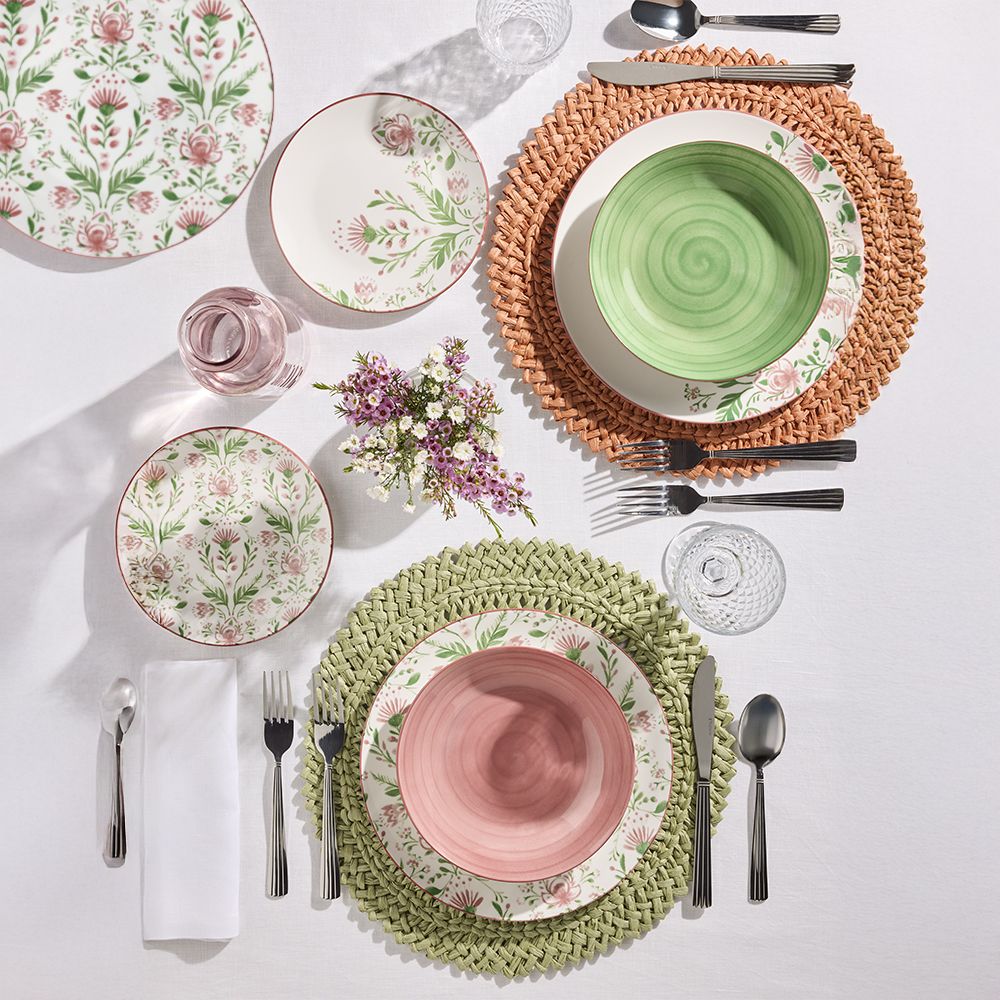 Tognana 18 részes virág mintás színes porcelán étkészlet Lolita