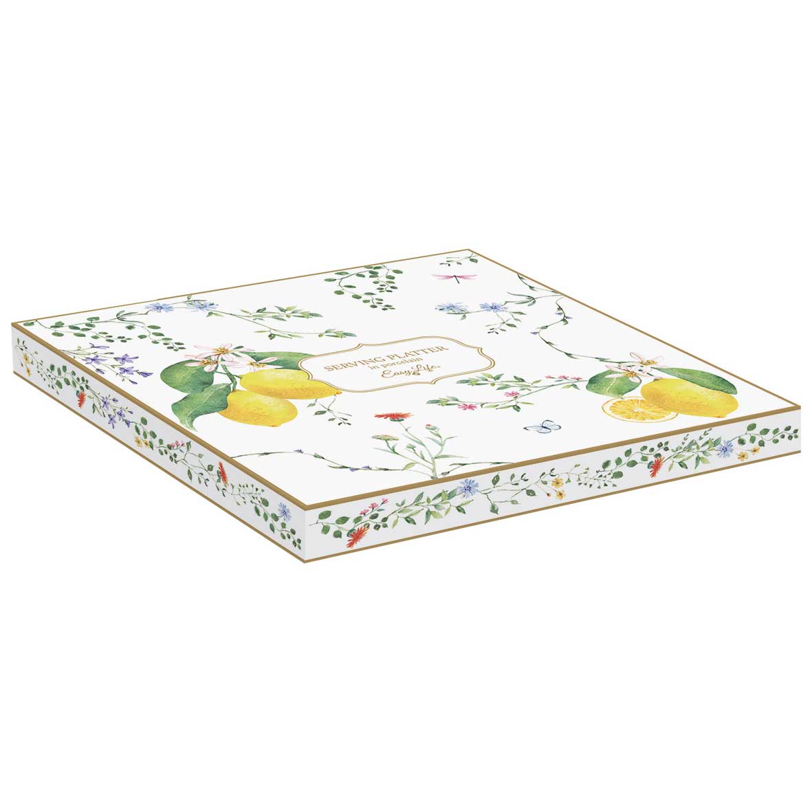 Tálca Mediterrán porcelán citrom formájú porcelán tálca 25x18 cm Fleurs et Citrons