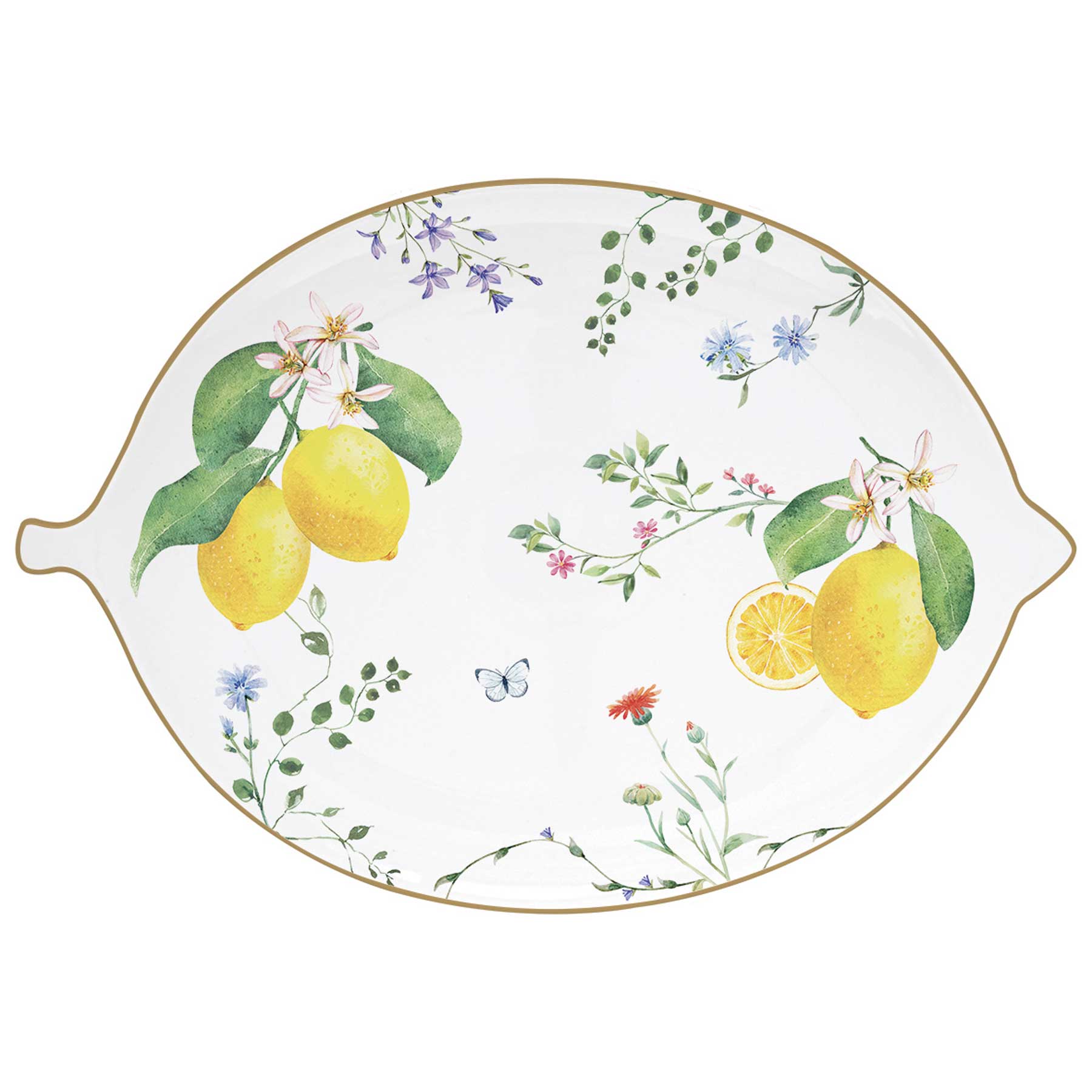 Tálca Mediterrán porcelán citrom formájú porcelán tálca 25x18 cm Fleurs et Citrons