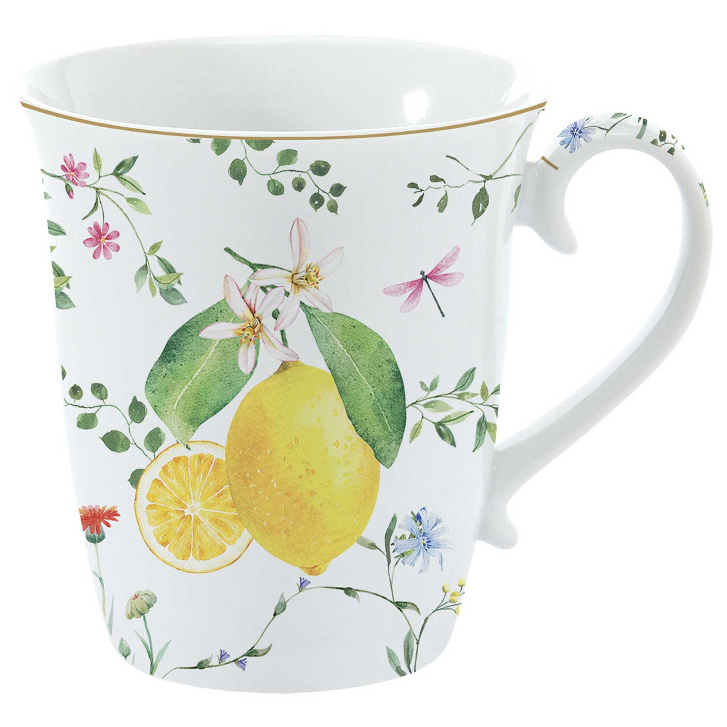 Bögre Mediterrán porcelán citrom mintás bögre Fleurs et Citrons