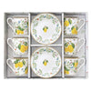Bögre, csésze alj Mediterrán porcelán citrom mintás kávés csésze 6 személyes szett Fleurs et Citrons