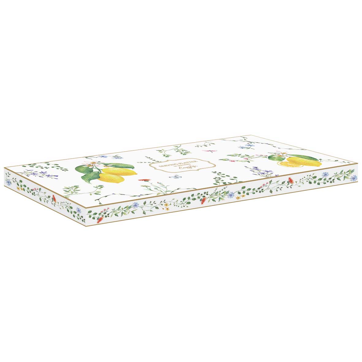 Tálca Mediterrán porcelán citrom mintás kínáló tálca 35x15 cm Fleurs et Citrons